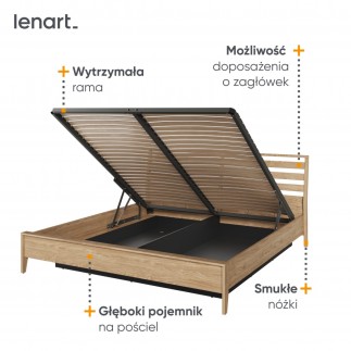 Łóżko w kolorze dębu 180x200 Cozy CZ-02