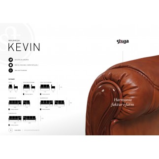 Komplet klasycznych mebli skórzanych Kevin Sofa i 2 fotele