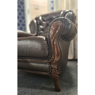 Komplet klasycznych mebli skórzanych Kevin Sofa i 2 fotele