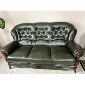 Komplet klasycznych mebli skórzanych Kevin Sofa i 2 fotele
