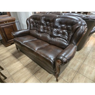 Komplet klasycznych mebli skórzanych Kevin Sofa i 2 fotele