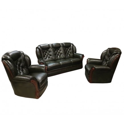 Komplet Brendy  wypoczynkowe meble skórzane sofa i dwa fotele