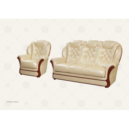Komplet Brendy  wypoczynkowe meble skórzane sofa i dwa fotele