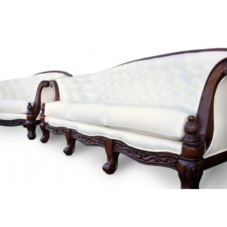 Komplet klasycznych mebli skórzanych Rodos Sofa i 2 fotele