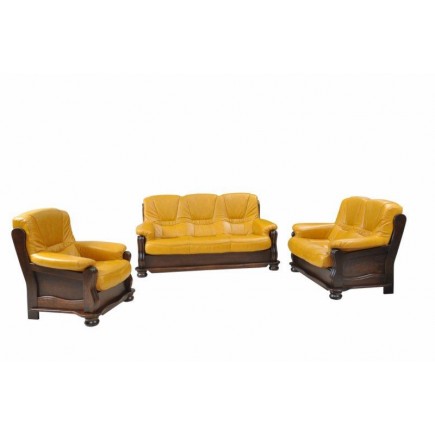 Komplet klasycznych mebli skórzanych Irena Sofa i 2 fotele