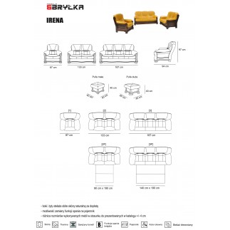 Komplet klasycznych mebli skórzanych Irena Sofa i 2 fotele