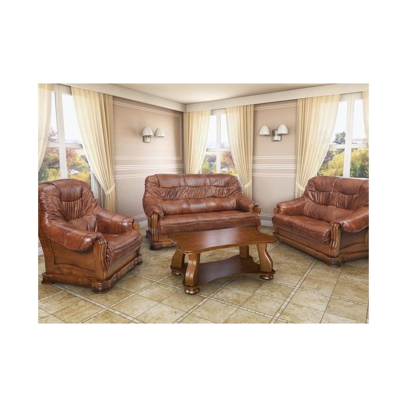 Komplet klasycznych mebli skórzanych Julia Sofa i 2 fotele Komplet klasycznych mebli skórzanych Julia Sofa i 2 fotele