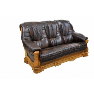 Komplet klasycznych mebli skórzanych Patrycja Sofa i 2 fotele
