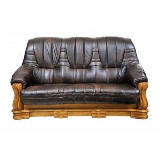 Komplet klasycznych mebli skórzanych Patrycja Sofa i 2 fotele