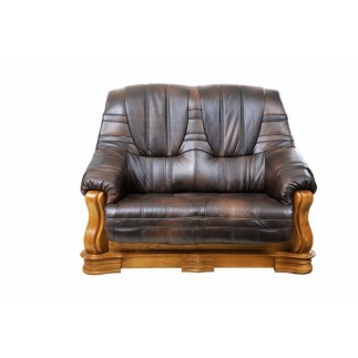 Komplet klasycznych mebli skórzanych Patrycja Sofa i 2 fotele