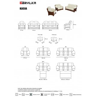 Komplet klasycznych mebli skórzanych Kasia Sofa i 2 fotele