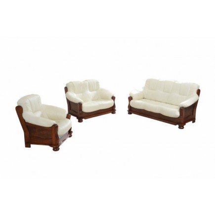 Komplet klasycznych mebli skórzanych Kasia Sofa i 2 fotele