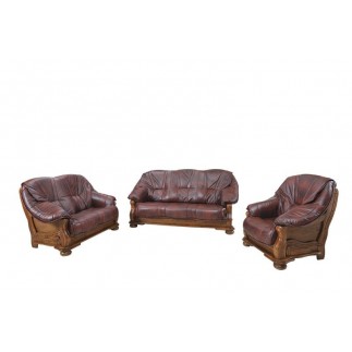 Komplet klasycznych mebli skórzanych Vega Sofa i 2 fotele