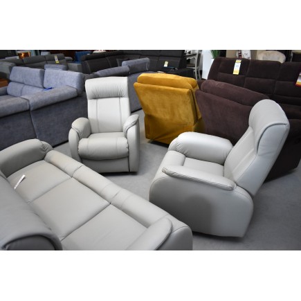 Komplet skórzanych mebli wypoczynkowych LENA sofa i 2 fotele relaks