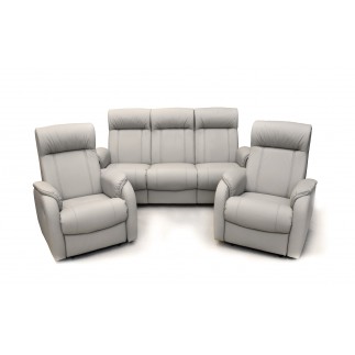 Komplet skórzanych mebli wypoczynkowych LENA sofa i 2 fotele relaks