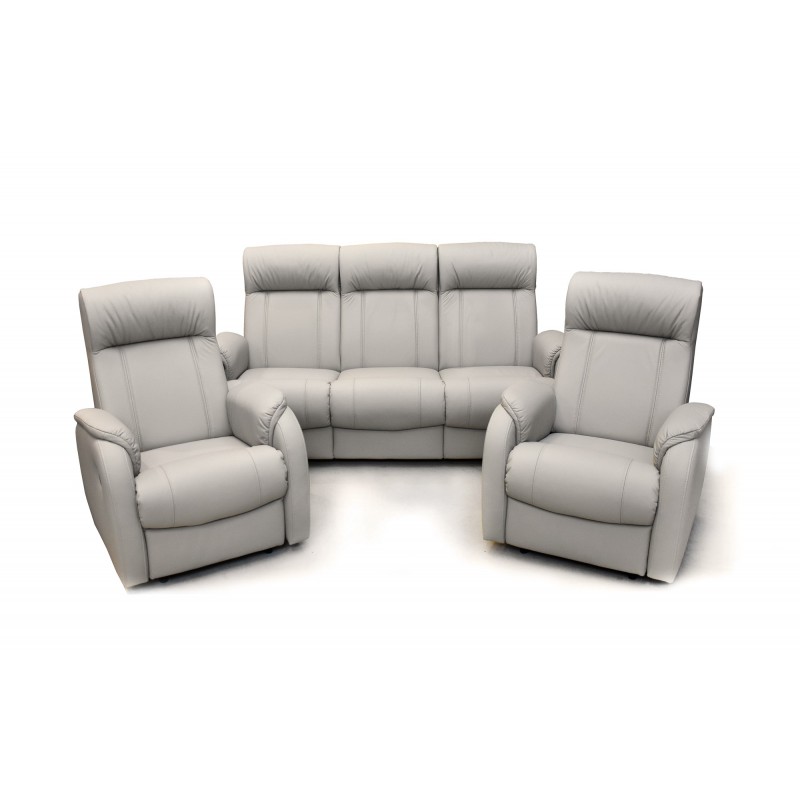 Komplet skórzanych mebli wypoczynkowych LENA sofa i 2 fotele relaks