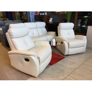 Komplet skórzanych mebli wypoczynkowych LENA sofa i 2 fotele relaks
